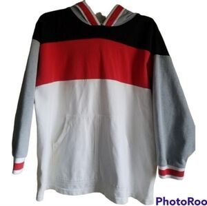 Red and Black Crewneck Sweater with Ribbed Cuffs Size Large
